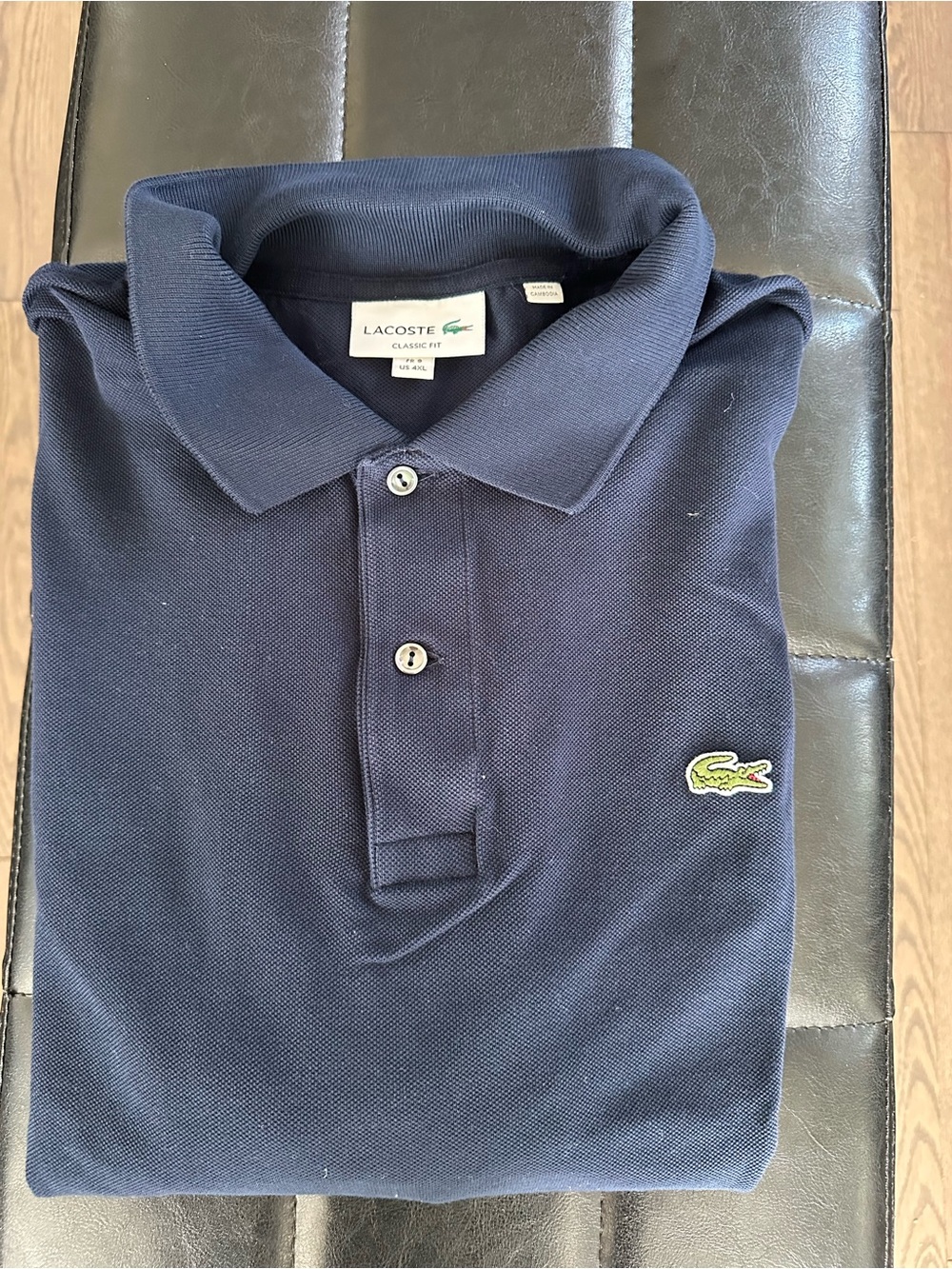 Lacoste Navy Classic Piqué Polo with Crocodile Logo